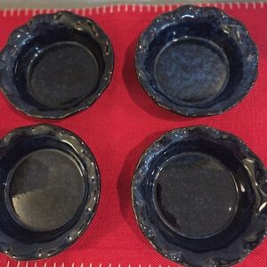 Set of Four Blue Ceramic Bowls